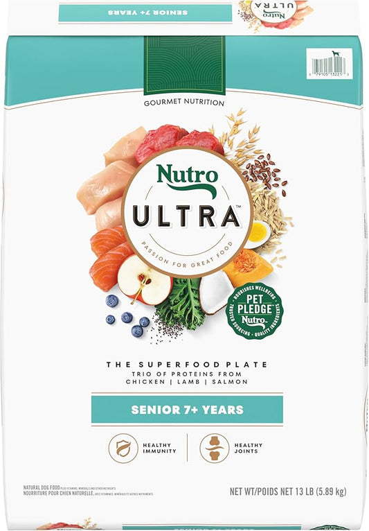 Nutro Ultra Senior Dry Dog Food with a Trio of Proteins from Chicken, Lamb and Salmon, 13 lb. Bag