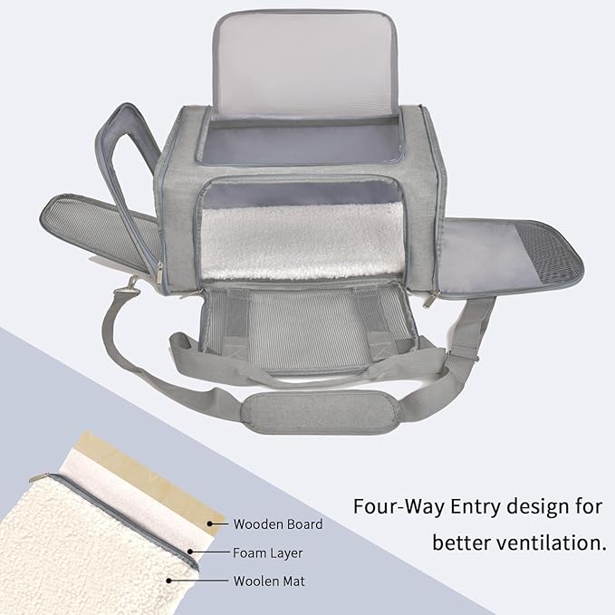 Collapsible Cat Carrier Soft Sided Bag for Small Dog 0-15 lbs