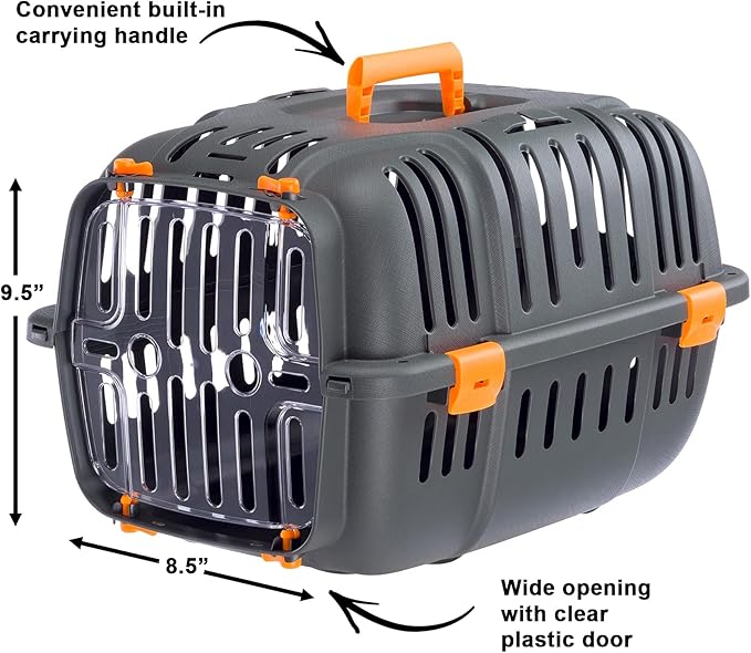 Ferplast Jet Pet Carrier: Value Dog Carrier Suitable for Toy Dog Breeds & Small Cats, Assembled Dimensions are 18.51L x 12.6W x 11.42H inches, Orange