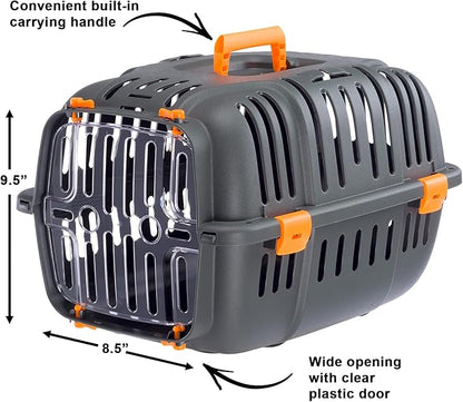 Ferplast Jet Pet Carrier: Value Dog Carrier Suitable for Toy Dog Breeds & Small Cats, Assembled Dimensions are 18.51L x 12.6W x 11.42H inches, Orange