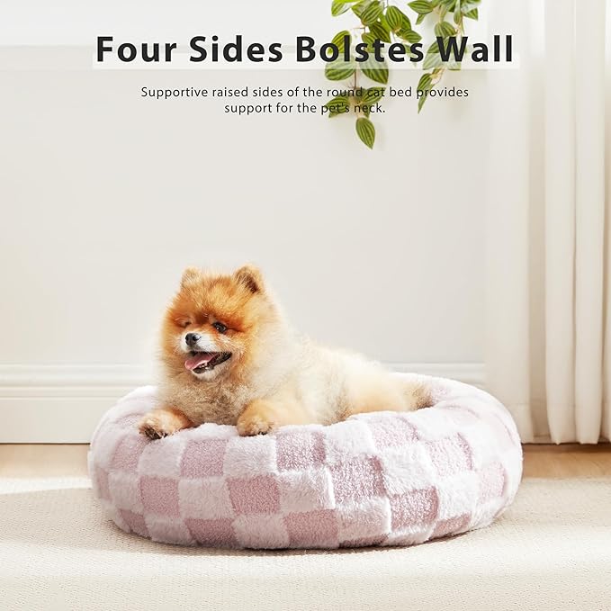 Love's cabin Round Donut Cat and Dog Cushion Bed 20in Pet