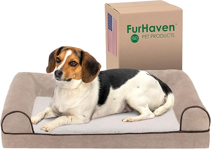 Furhaven Orthopedic Dog Bed for Medium/Small Dogs w/ Removable Bolsters & Washable Cover 35 lbs