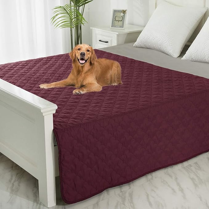 SPXTEX Dog Bed Cover Washable Pee Pads Dog Blankets for Puppy Large Dog Cat, Sofa Reversible Changing Pad Reusable 1 Piece（52"x82",Burgundy+Chocolate）