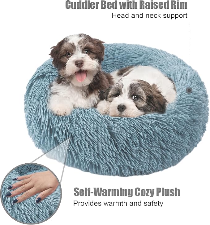Aurako Cat Bed Dog Bed Round Cushion Pet 23" Cyan