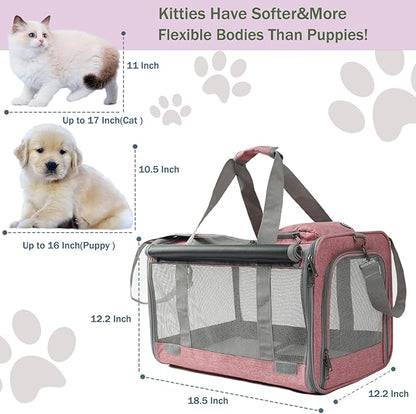 HSC PET Pink Pets Carrier for Large Medium Cat, Soft-Sided Small Dog Carriers Fit Kitties Rabbit Puppy, Bunny Carriers Pet Privacy Protection Travel Bag