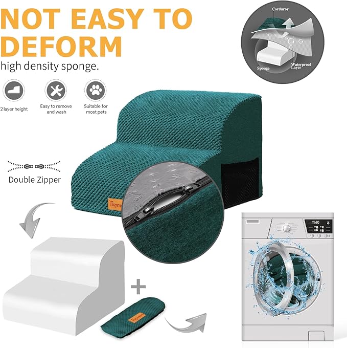 Topmart High Density Foam Pet Steps 2 Tiers 11.8" High,Non-Slip
