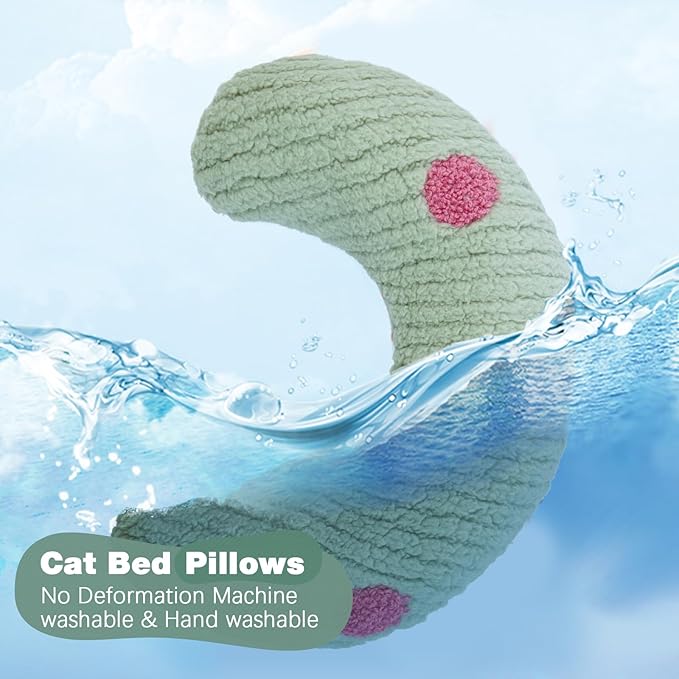 Bonaweite Cat Pillow, Soft Calming Pillow for Dogs, Pet Neck Pillows for Cervical Protection and Sleeping Support, Cat Calming Toy for Anxiety Relief, U-Shaped Soothing Cuddler