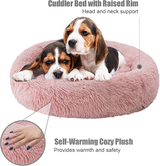 Aurako Cat Bed Dog Bed Round Cushion Pet 28" Rose