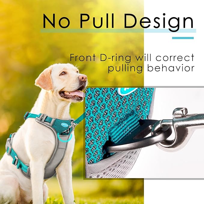 ThinkPet No Pull Harness Breathable Sport Harness with Handle-Dog Harnesses Reflective Adjustable for Medium Large Dogs,Back/Front Clip for Easy Control