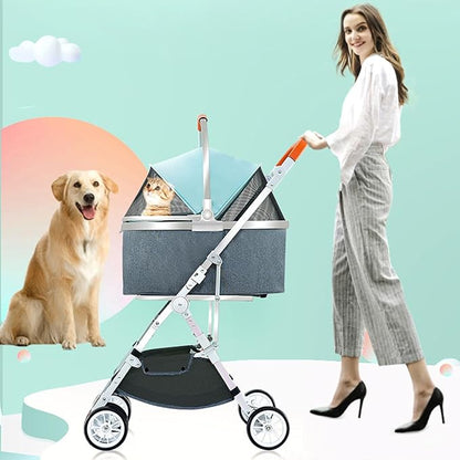 Pet Stroller 33 Lbs,Adjustable Handle,180˚ Convertible