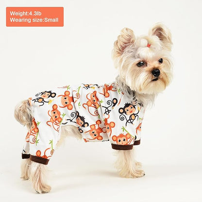 Dog Pajamas for Small Dogs Boy Girl Cute Dog Clothes Soft Stretch Chihuahua Yorkie Clothes Onesies Summer Puppy Pajamas XS-XXL, Pet Dog Pjs Outfits Shirts Pet Cats Jammies Sleeper (Medium Cute monkey)