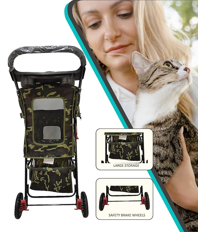 AmorosO 4 Wheels Pet Convenient Stroller