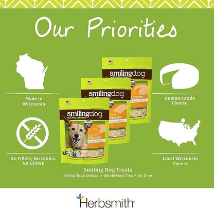 Herbsmith Smiling Dog Treats – Freeze Dried Smoked Gouda – 100% Real Wisconsin Cheese – Single Ingredient – Human Grade – Made in USA – 9.6 oz