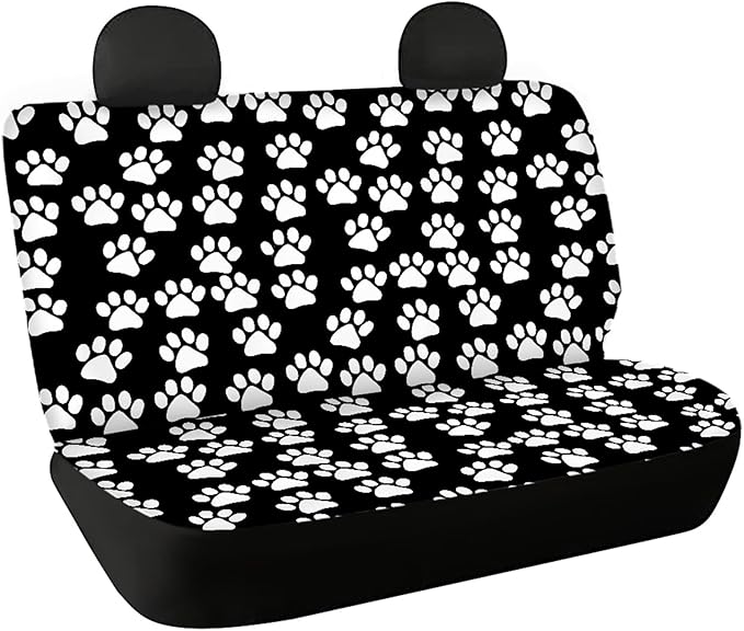 CLOHOMIN White Paws Print Back Seat Cover