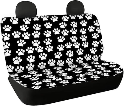 CLOHOMIN White Paws Print Back Seat Cover