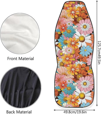 Groovy Hippie Flower Daisy Car Seat Covers Full Set of 2