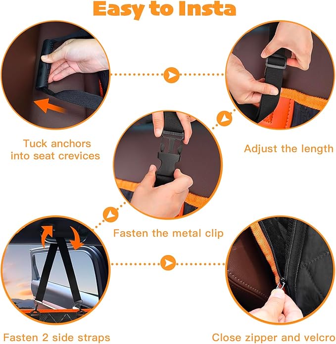 MEWMI&WANGW 5-in-1 Dog Car Seat Cover for Pets Back Seat 100% Waterproof