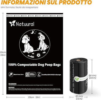100% Compostable Dog Poop Bags-270 Counts 18Rolls