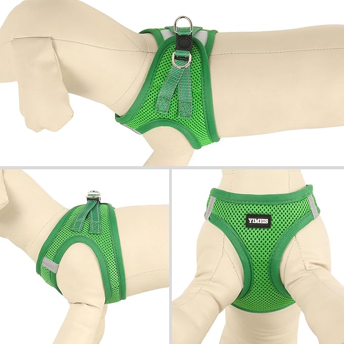 YIMEIS Dog Harness and Leash Set, No Pull Soft Mesh Pet Harness, Reflective Adjustable Puppy Vest for Small Medium Large Dogs, Cats (Green, Medium (Pack of 1)