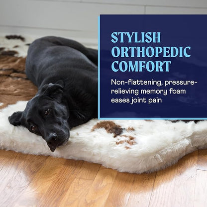 PupRug Orthopedic Dog Bed for Large Dogs with Fluffy Soft Faux Fur and Memory Foam for Joint Pain Relief