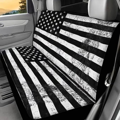 Doojoayie Vintage American Flag Rear Bench Cover for Vehicle Back Seat Protector Set for Pet Dogs Kids Suitable for Car SUV Truck