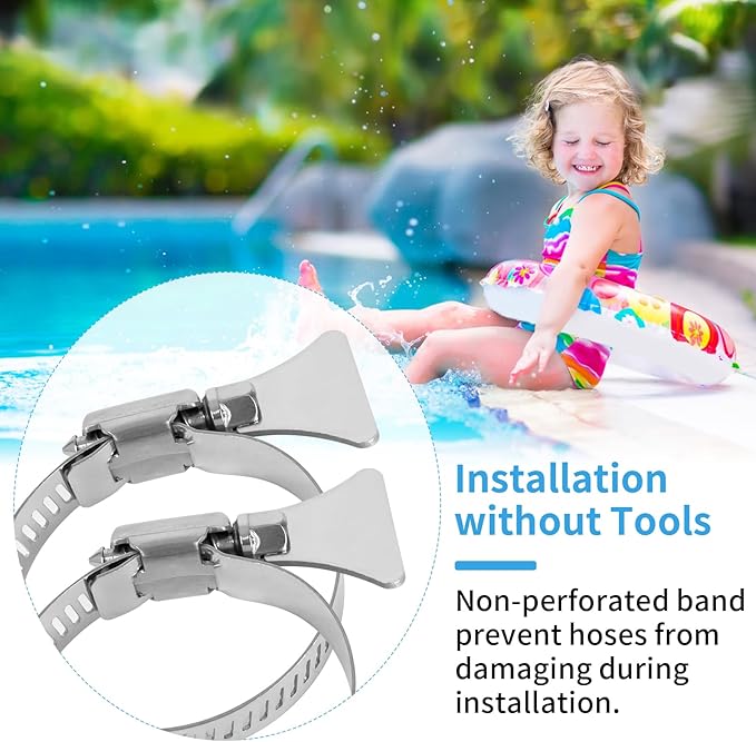 Pool Hose Clamps for 1 1/4" Above Ground Pool Hose 13/16"-1 3/4" (21-44mm) Pool 10 Pcs