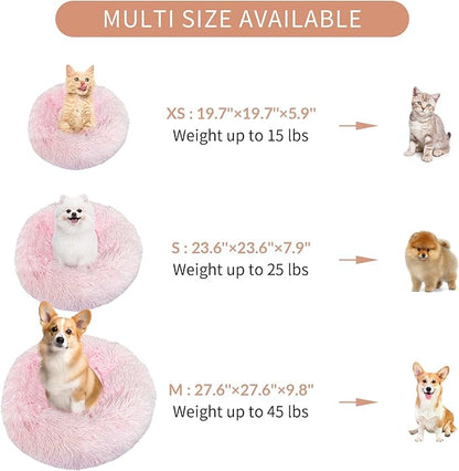 Deluxe Calming Dog Bed for Small Medium Dogs & Cats XS(20" x 20" x 6"))