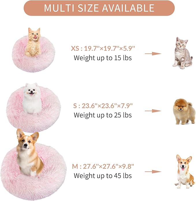 Deluxe Calming Dog Bed for Small Medium Dogs & Cats M(28" x 28" x 10"))