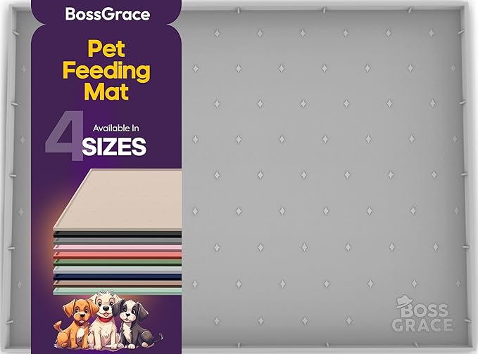 32x24x1” XL Dog Food Mat - All Purpose Silicone Pet Food Mat, Cat Litter Mat, Under Sink Mat - Raised Edges Dog Mat for Food and Water Prevent Spill, Waterproof Cat Food Mat Protect Floors