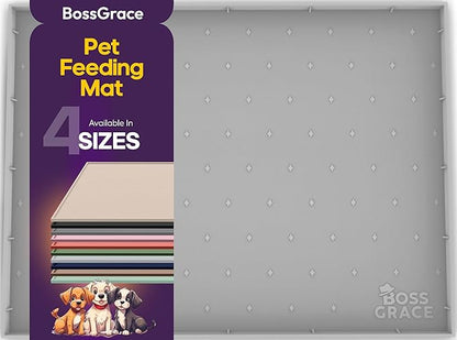 32x24x1” XL Dog Food Mat - All Purpose Silicone Pet Food Mat, Cat Litter Mat, Under Sink Mat - Raised Edges Dog Mat for Food and Water Prevent Spill, Waterproof Cat Food Mat Protect Floors