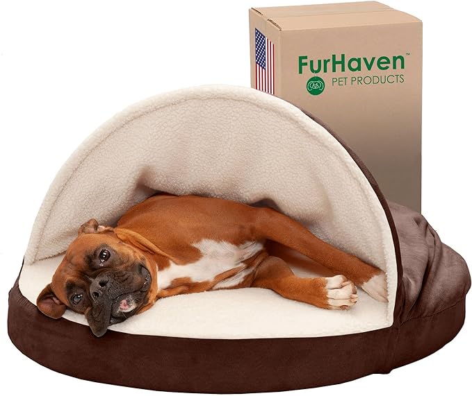 Furhaven 35" Round Memory Foam Dog Bed for Large/Medium Dogs w/ Removable Washable Cover 50 lbs 35-inch