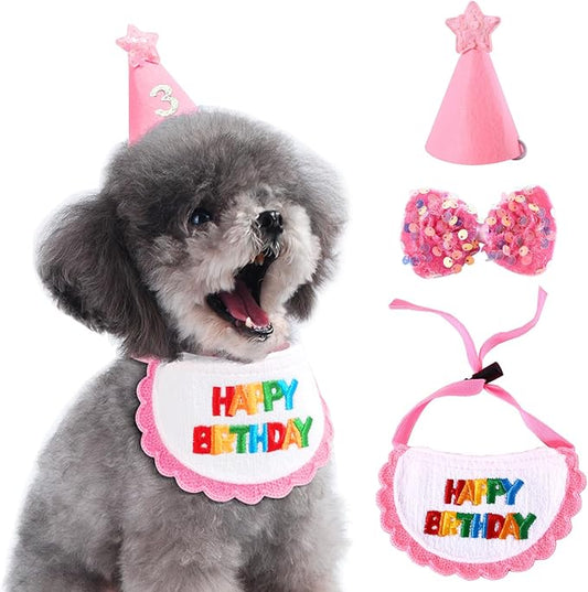 Dog Cat Birthday Party Supplies Outfit Bandana Bib