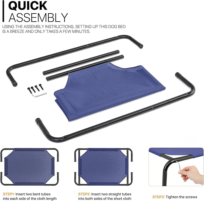 MoNiBloom Elevated Dog Bed Cooling Raised Ped Bed Portable Dog Cot for Camping or Beach 35 Inches