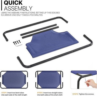 MoNiBloom Elevated Dog Bed Cooling Raised Ped Bed Portable Dog Cot for Camping or Beach 35 Inches