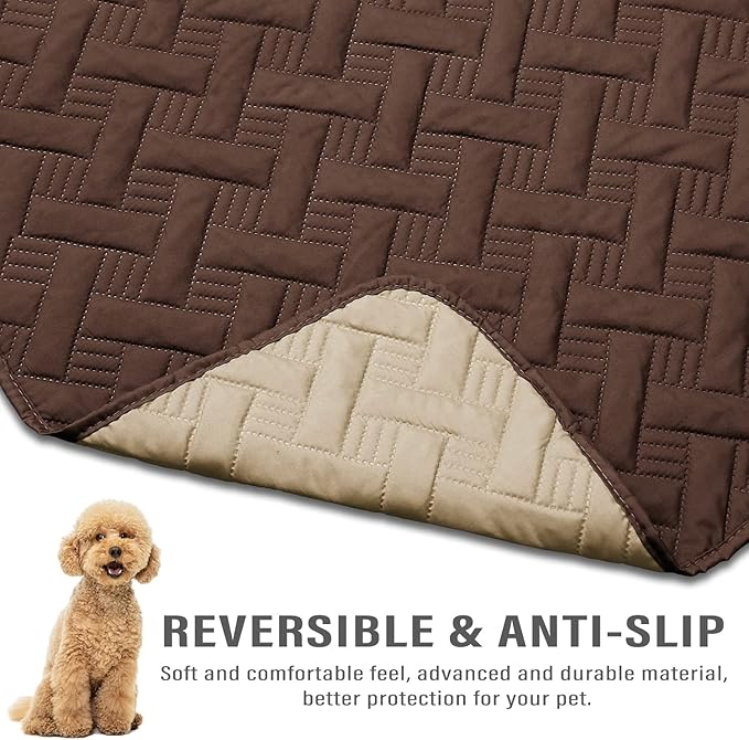 Dog Bed Cover for Pets - Blankets Rug Pads for Couch Protection Waterproof Bed Covers Dog Blanket Furniture Protector Reusable Changing Pad (Brown+Beige, 20"x30")