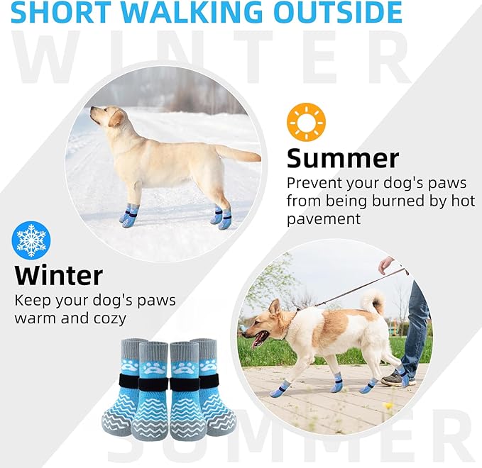 PUPTECK Anti Slip Dog Socks 2 Pairs with Double Grippers for Hardwood Floors