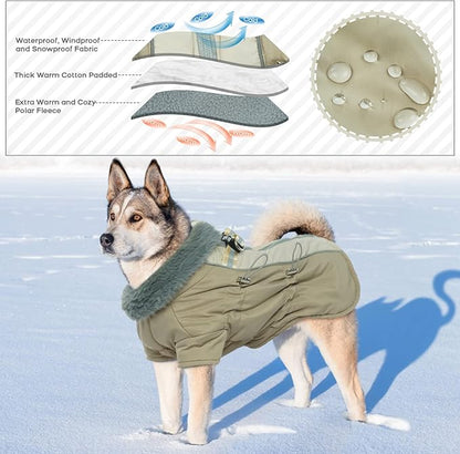 IDOMIK Warm Dog Coats with Harness 3XL