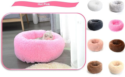 Calming Dog Bed & Cat Bed，20 Inch Anti Anxiety Warming Cozy Soft Pet Bed，Dount cat bed 20" Fluffy Bed（20", hot