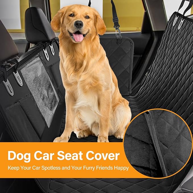 Simple Deluxe Dog Car Seat Cover with Mesh Window and 3 Storage Pocket
