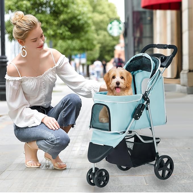 Pet Stroller for Medium Small Dogs and Cats 3 Wheels,