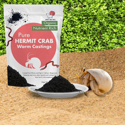 Snout and Shell Organic Pet Hermit Crab Greensand Food Supplement & Worm Castings (Worm Castings) 85 Grams