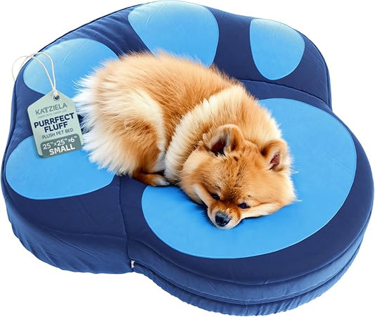 Katziela Purrfect Fluff Paw-Shaped Pet Bed 25" x 25" x 6" Washable