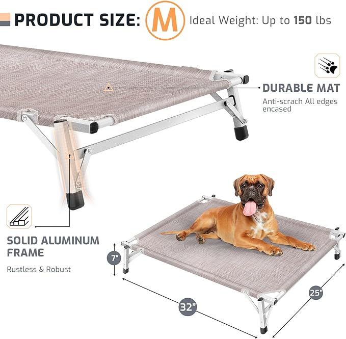 Dog Bed Medium Size Dog: Raised Elevated Cooling Cots Chew Proof Dog Bed