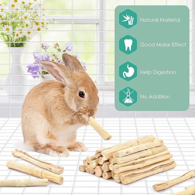 Bissap 250g/0.5Ib Sweet Bamboo Chew Sticks for Rabbits, Bunny Molar Treats Snack for Small Animals Hamster Chinchilla Guinea Pigs Rabbit Squirrel Natural Teeth Grinding Toys