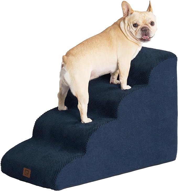 EHEYCIGA Curved Dog Stairs for High Beds 19.7" H 4-Step Dog