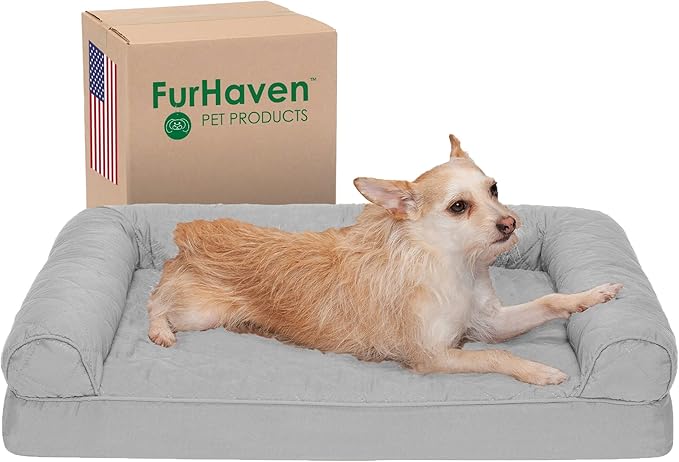 Furhaven Orthopedic Dog Bed for Medium/Small Dogs w/ Removable Bolsters & Washable Cover 35 lbs