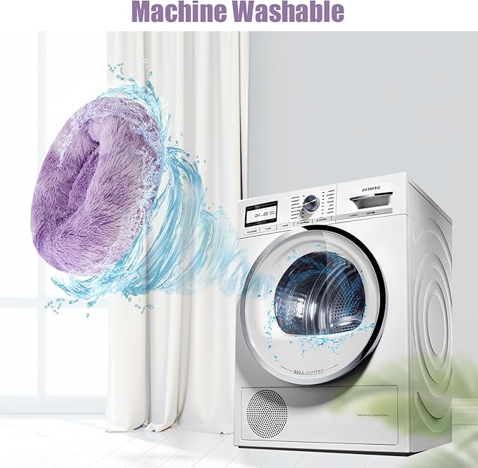 Aurako Cat Bed Dog Bed Round Cushion Pet 28" Purple