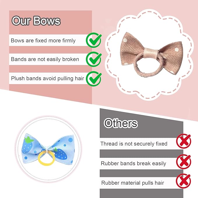 20 Pcs Small Dog Hair Bows with Rubber