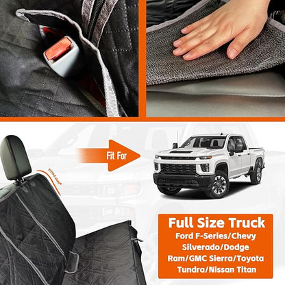 Dog Car Seat Cover Compatible with Full-Size Truck F150/250/350 Chevy 1500 2500 3500, 600D