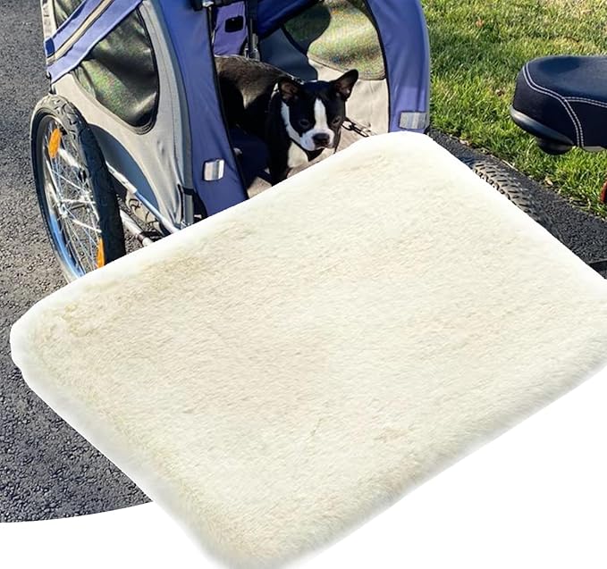 Dog Bike Trailer Pad for Large Dogs, Ultra Soft Non-Slip Pet Stroller Mattress Mat 33.5"X20" Folding Pet Carrier Strolling Cart Pad Cushion, Beige